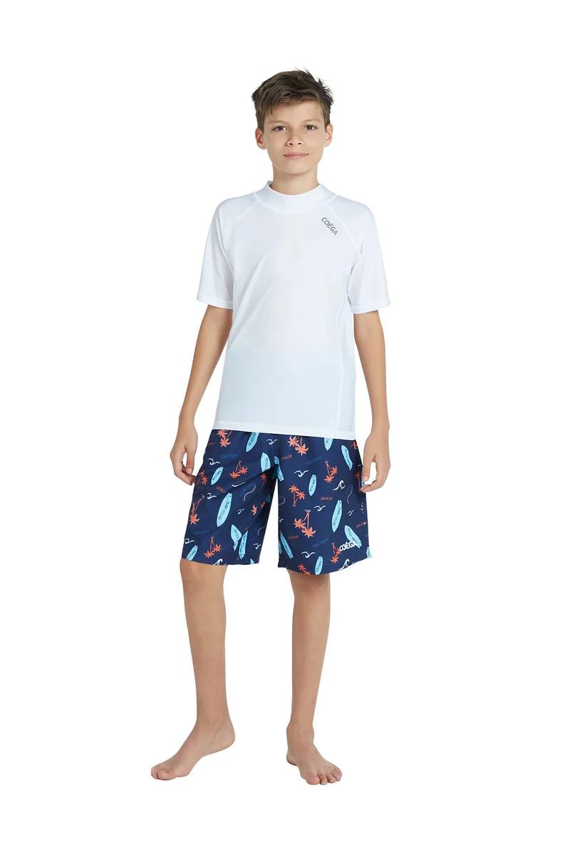 COEGA SUNWEAR  COEGA  Boys Kids Boardshorts - Navy Peach Palms for Men | Best Price UAE